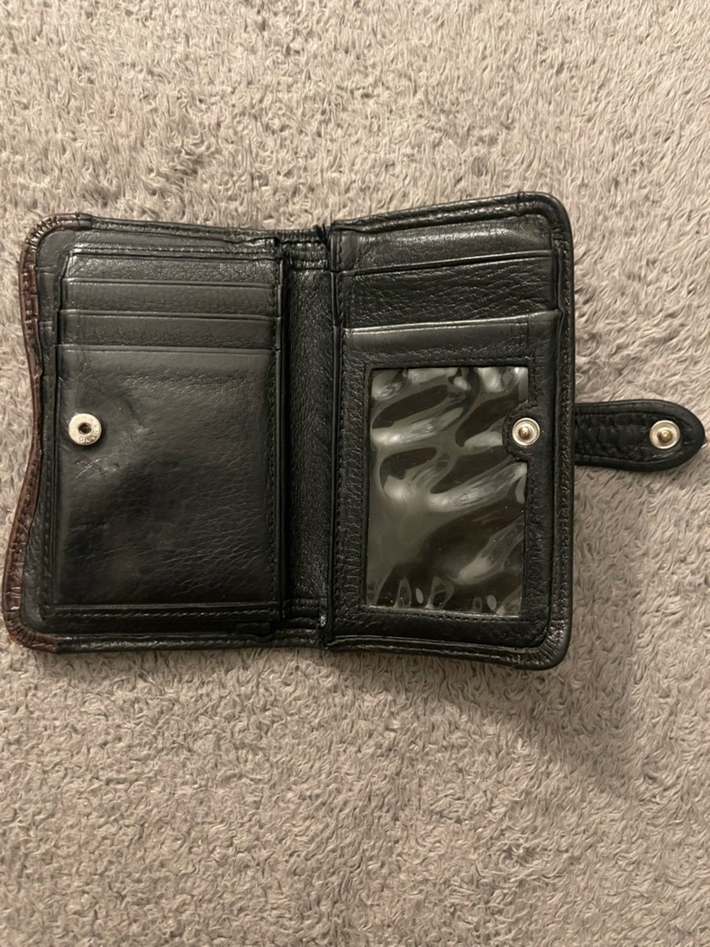 Brighton Black and Brown Leather Wallet with Decorative Silver Accent - Picture 5 of 7